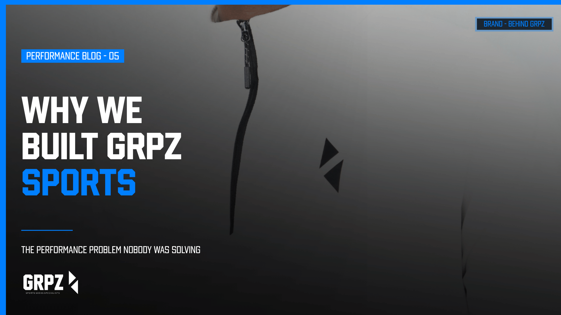 GRPZ grip sock on dark editorial background — performance foundation