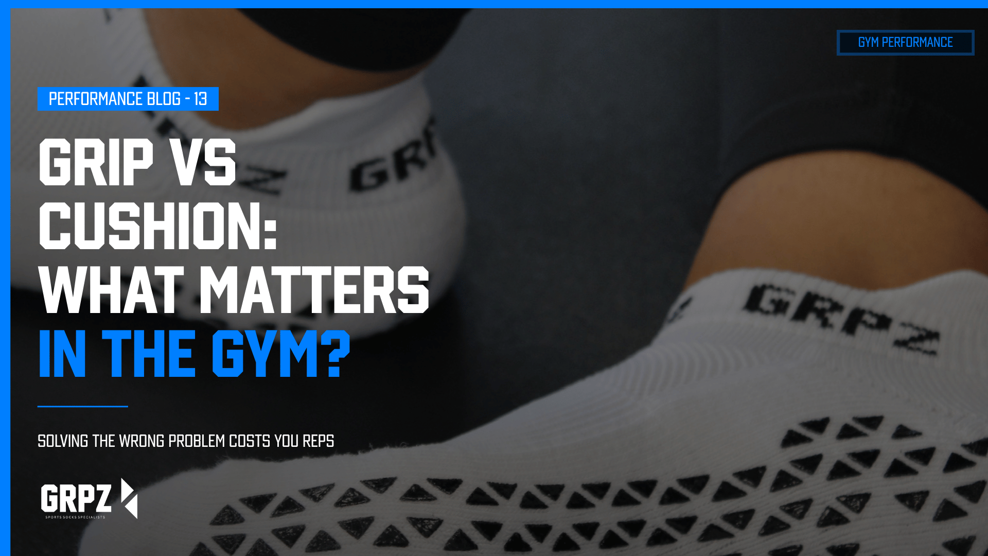 GRPZ Workout PRO grip sock showing sole grip pattern for gym stability